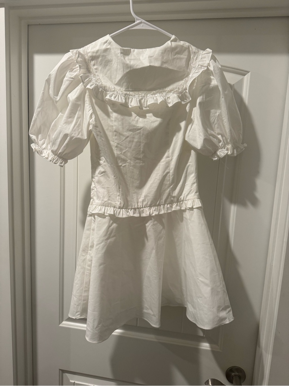 NWT PepperMayo Seana Mini Dress White Ruffle Puff Sleeve Size US 4 #80 - Picture 6 of 6